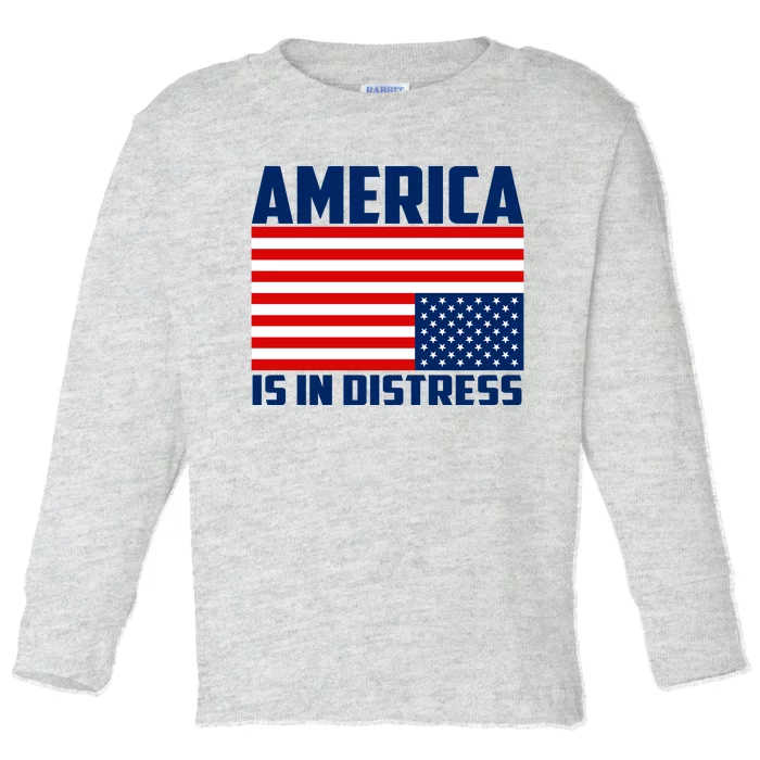 America Is In Distress Upside Down Flag Toddler Long Sleeve Shirt