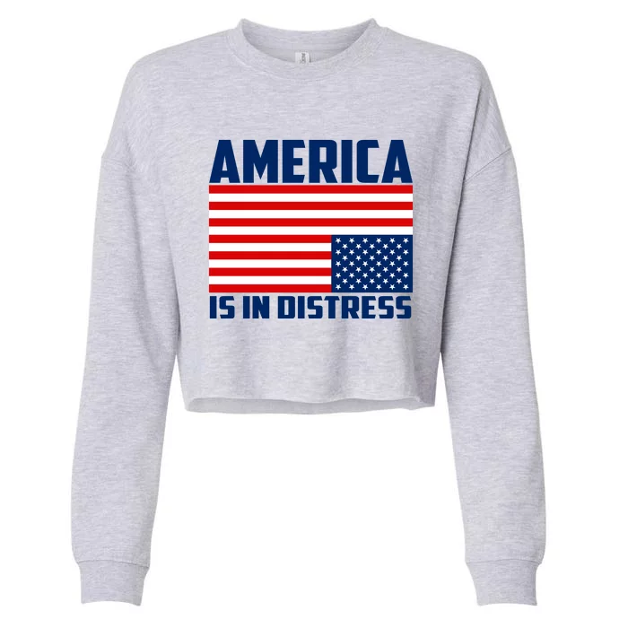 America Is In Distress Upside Down Flag Cropped Pullover Crew