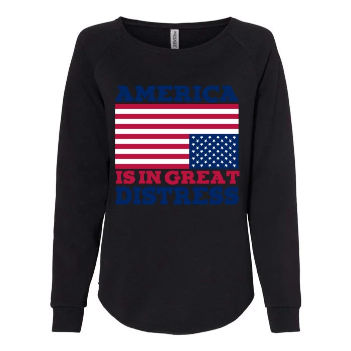 America Is In Great Distress Upside Down Flag Womens California Wash Sweatshirt