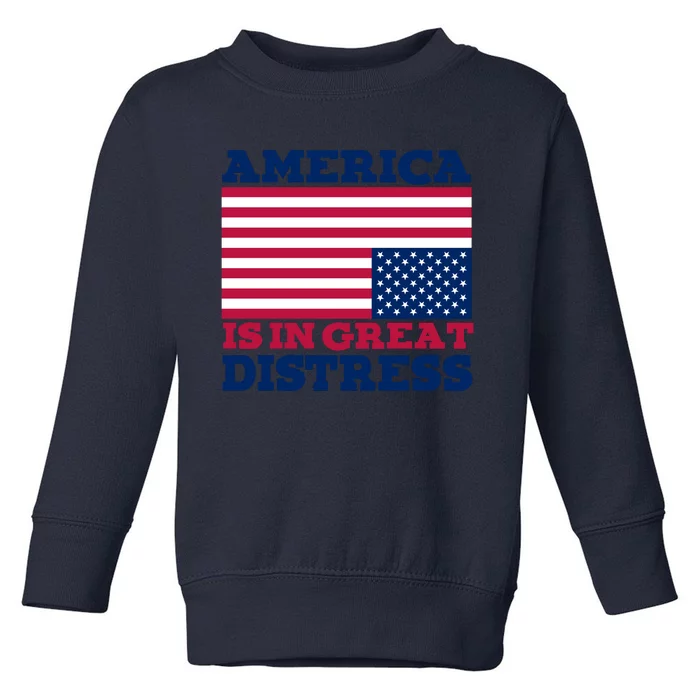 America Is In Great Distress Upside Down Flag Toddler Sweatshirt