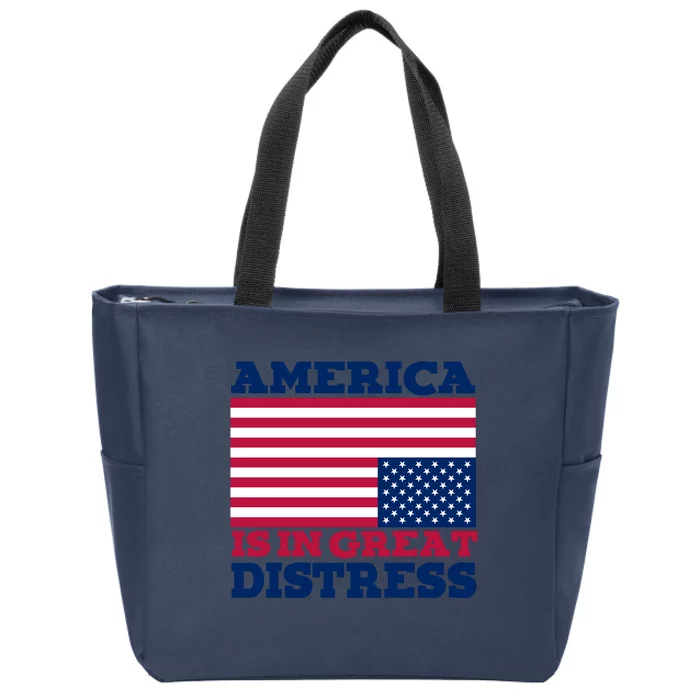 America Is In Great Distress Upside Down Flag Zip Tote Bag