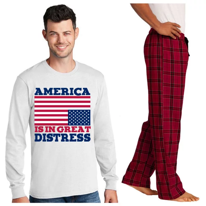 America Is In Great Distress Upside Down Flag Long Sleeve Pajama Set