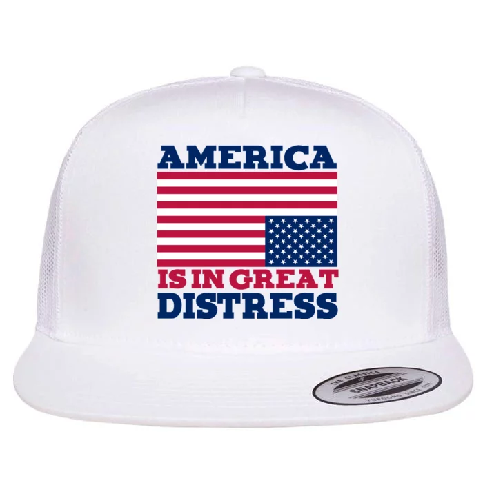 America Is In Great Distress Upside Down Flag Flat Bill Trucker Hat