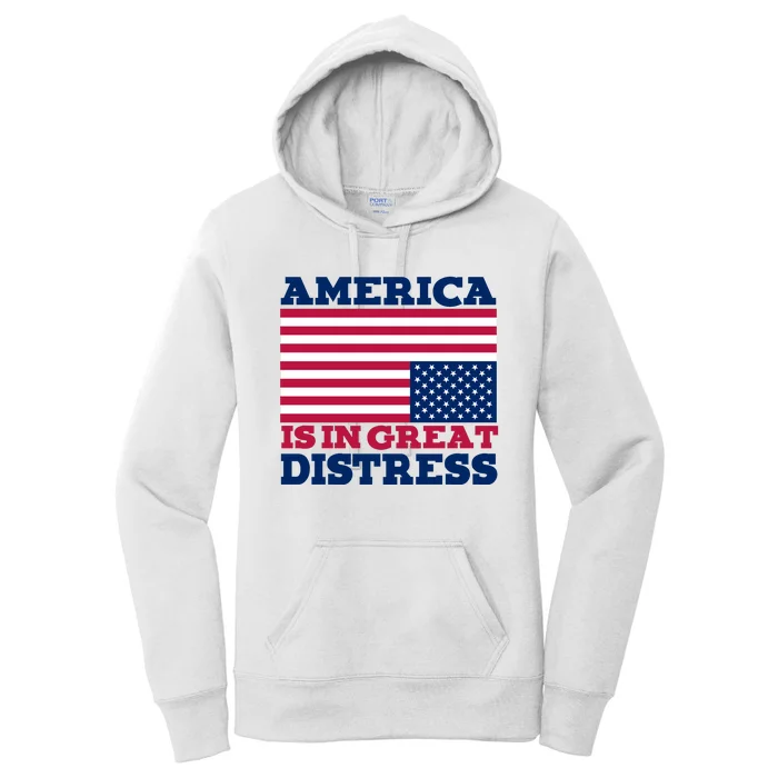 America Is In Great Distress Upside Down Flag Women's Pullover Hoodie