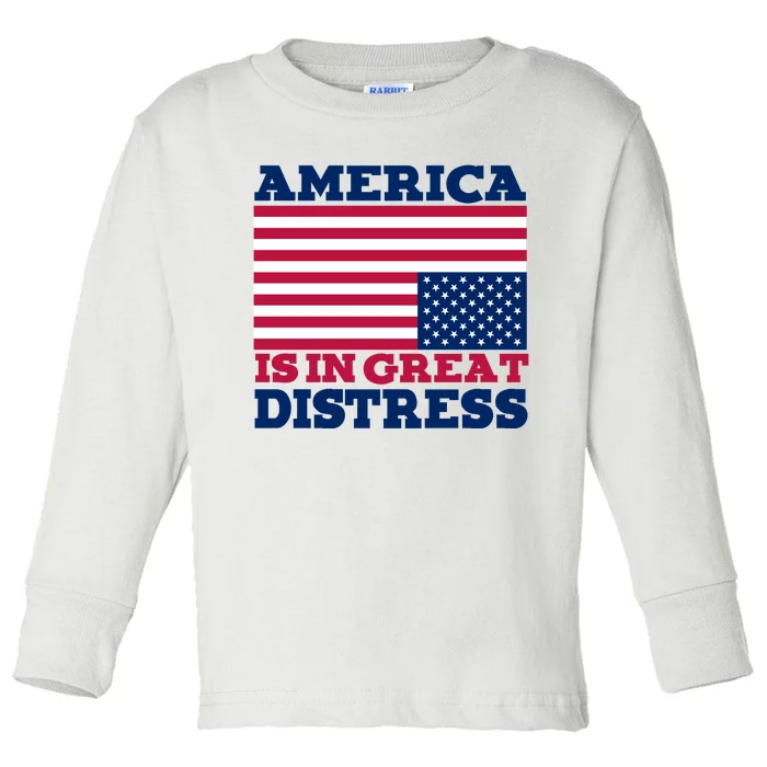 America Is In Great Distress Upside Down Flag Toddler Long Sleeve Shirt