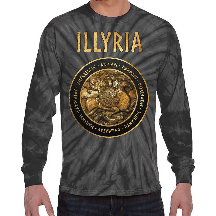 Ancient Illyria Illyrian Tribes Ancient Warrior Symbol Tie-Dye Long Sleeve Shirt