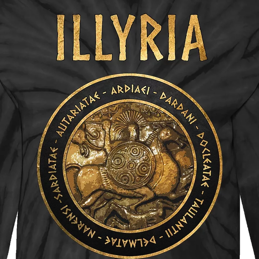 Ancient Illyria Illyrian Tribes Ancient Warrior Symbol Tie-Dye Long Sleeve Shirt