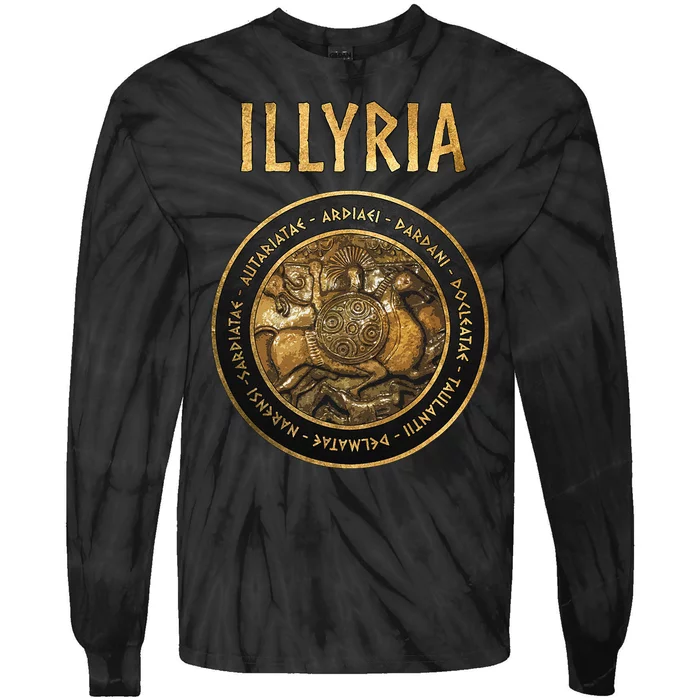 Ancient Illyria Illyrian Tribes Ancient Warrior Symbol Tie-Dye Long Sleeve Shirt