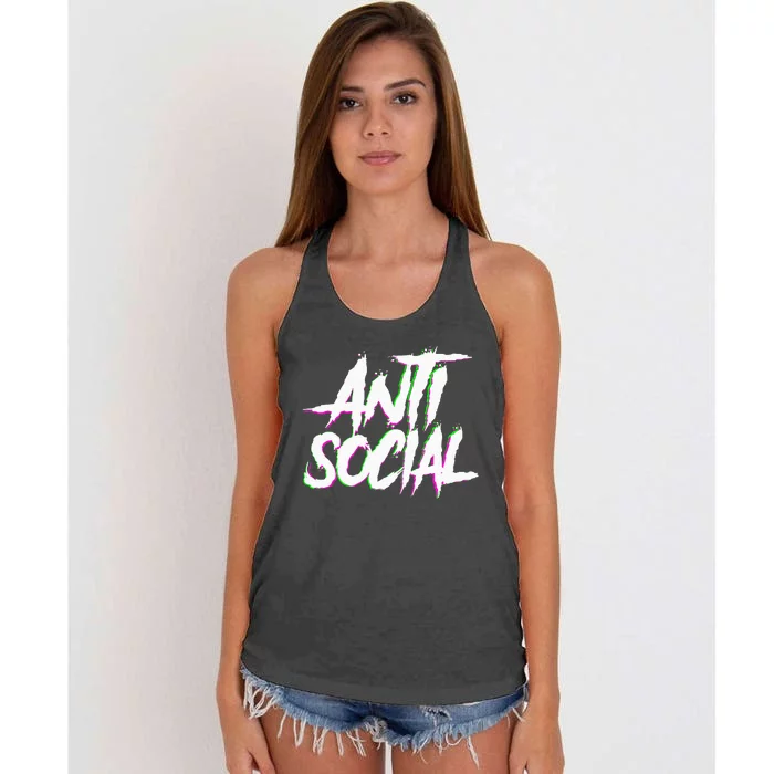 Antisocial Introvert I Hate People Antisocial Club EDM Women's Knotted Racerback Tank