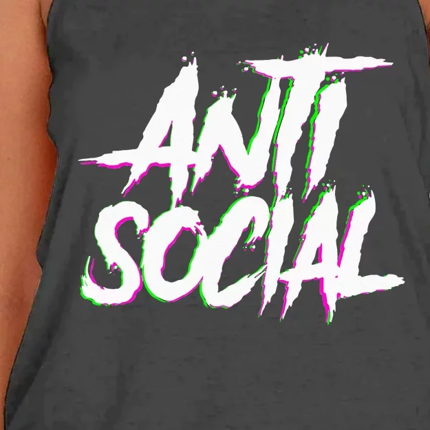 Antisocial Introvert I Hate People Antisocial Club EDM Women's Knotted Racerback Tank