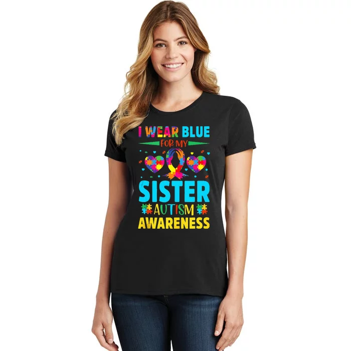 april in I Wear Blue For My Sister Autism month Women's T-Shirt