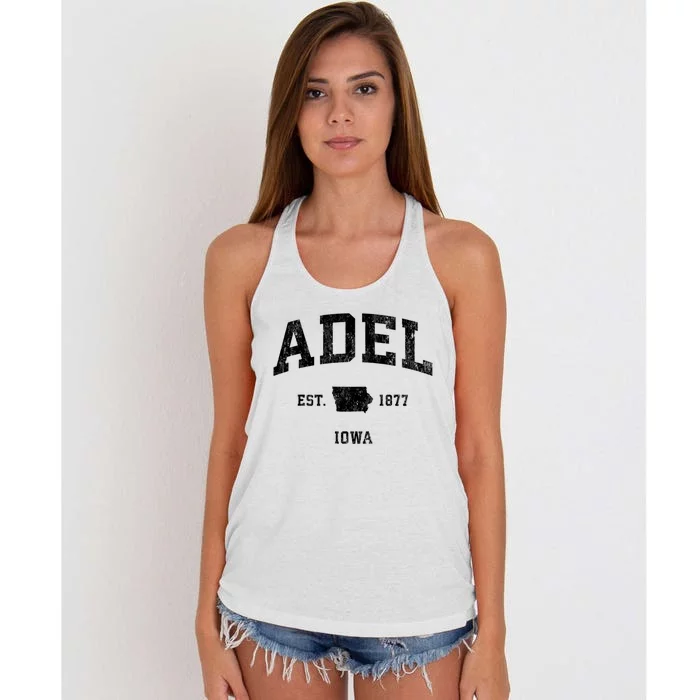 Adel Iowa Ia Vintage Athletic Sports Design Women's Knotted Racerback Tank