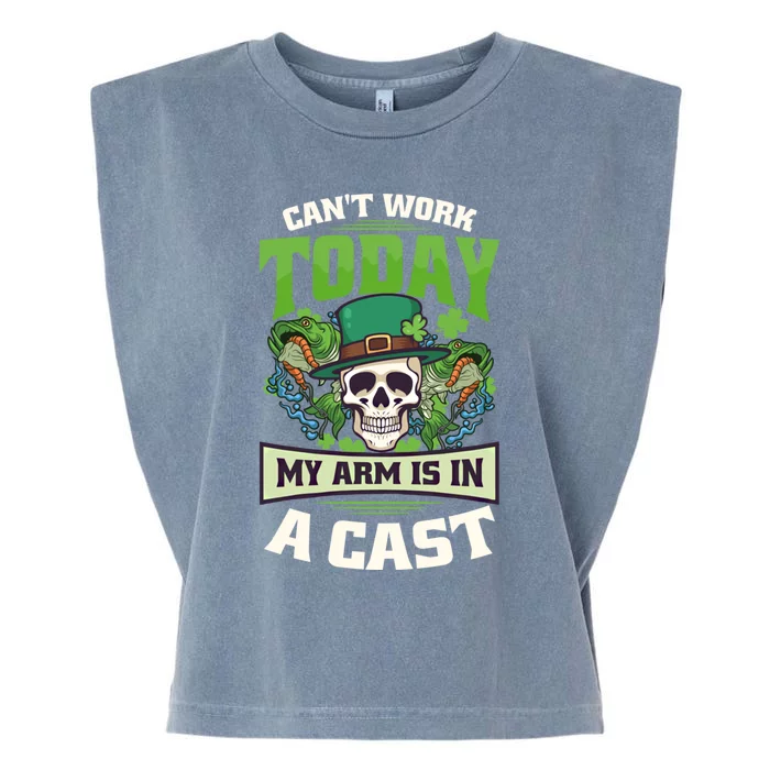 Arm Is In A Cast Design St Patricks Fishing Gift Garment-Dyed Women's Muscle Tee