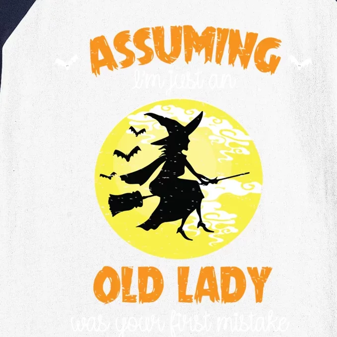 Assuming Im Just An Old Lady Funny Halloween Witch Cute Gift Baseball Sleeve Shirt