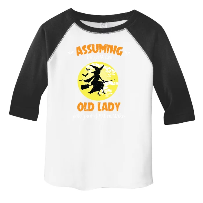 Assuming Im Just An Old Lady Funny Halloween Witch Cute Gift Toddler Fine Jersey T-Shirt