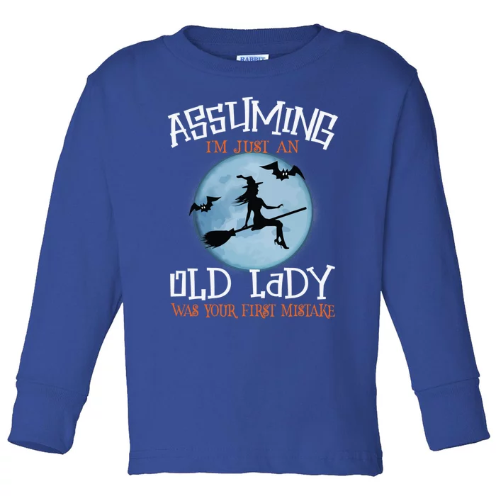 Assuming IM Just An Old Lady Was Your First Mistake Witch Gift Toddler Long Sleeve Shirt