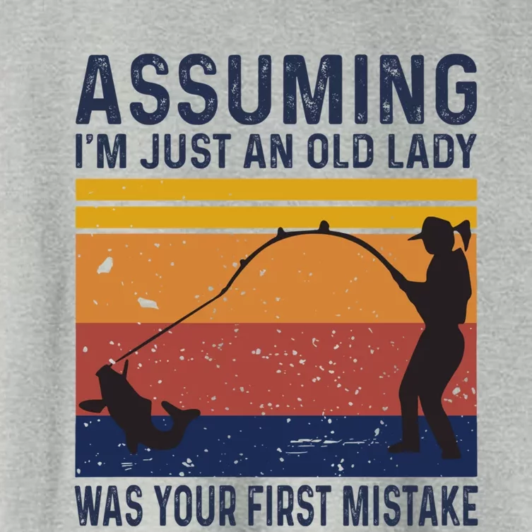 Assuming Im Just An Old Lady Was Your First Mistake Fishing Gift Women's Crop Top Tee