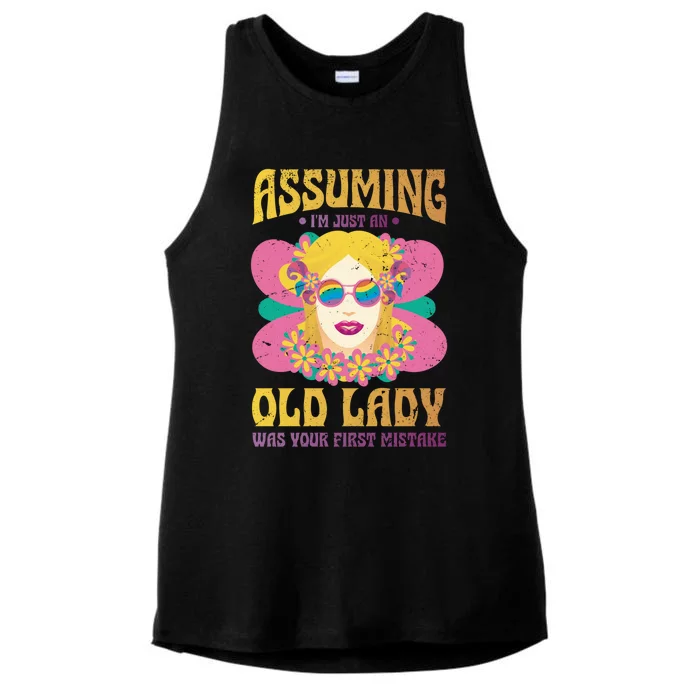 Assuming Im Just An Old Lady Was Your First Mistake Gift Ladies Tri-Blend Wicking Tank