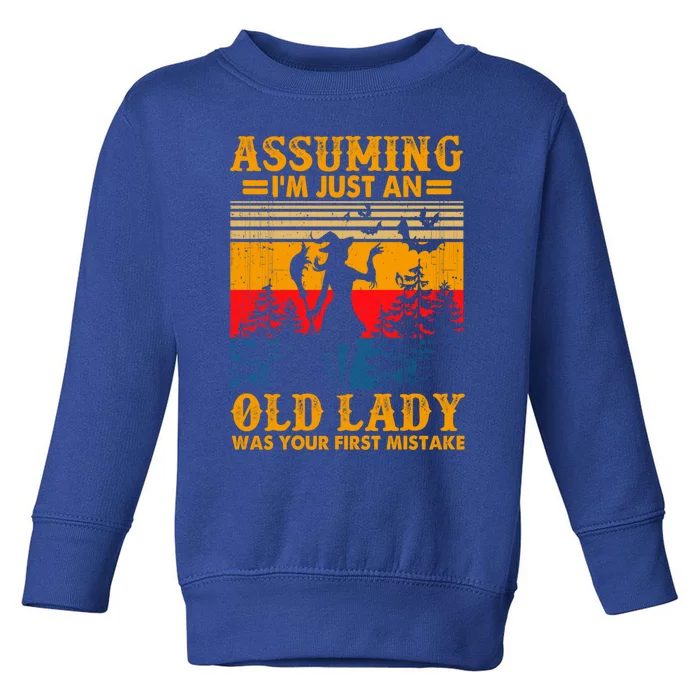 Assuming Im Just An Old Lady Funny Halloween Witch Cool Gift Toddler Sweatshirt