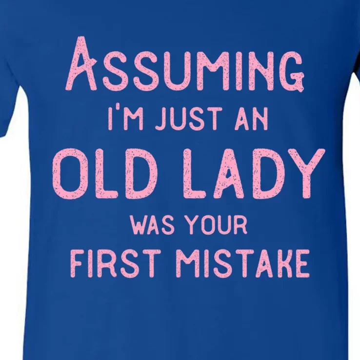 Assuming Im Just An Old Lady Was Your First Mistake Funny Gift V-Neck T-Shirt