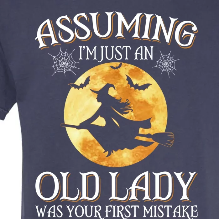 Assuming Im Just An Old Lady Witch Broom Witch Halloween Gift Garment-Dyed Heavyweight T-Shirt