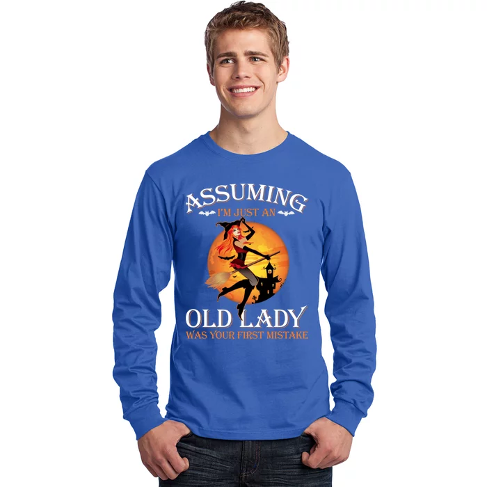 Assuming Im Just An Old Lady Was Your First Mistake Witch Meaningful Gift Long Sleeve Shirt