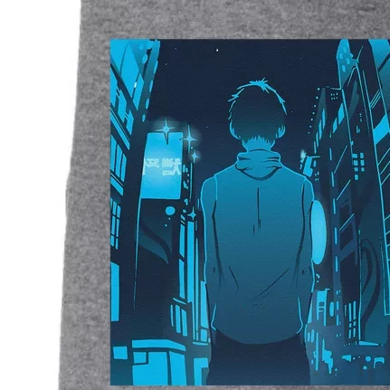 Anime In Japanese City Cool Anime Lover Graphic Doggie 3-End Fleece Hoodie