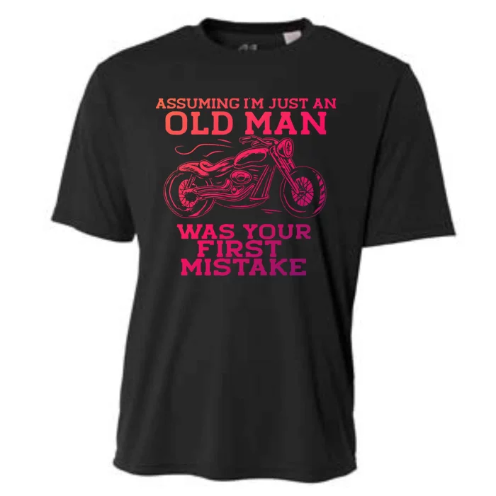 Assuming Im Just An Old Was A Mistake Motorcycle Meme Meaningful Gift Cooling Performance Crew T-Shirt