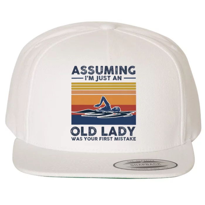 Assuming Im Just An Old Lady Swimming Lover Vintage Retro Wool Snapback Cap