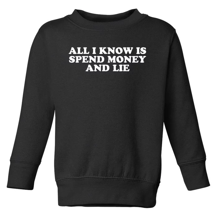 All I Know Is Spend Money And Lie Funny Humor Toddler Sweatshirt