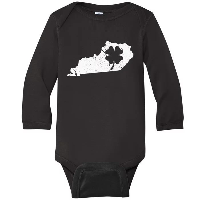 American Irish Kentucky Map Shamrock Baby Long Sleeve Bodysuit