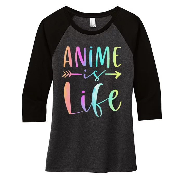 Anime is Life   Manga Anime Lover Gifts Anime Merch Women's Tri-Blend 3/4-Sleeve Raglan Shirt