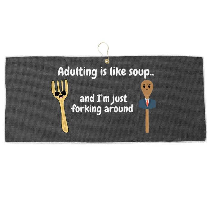 Adulting Is Like Soup Large Microfiber Waffle Golf Towel