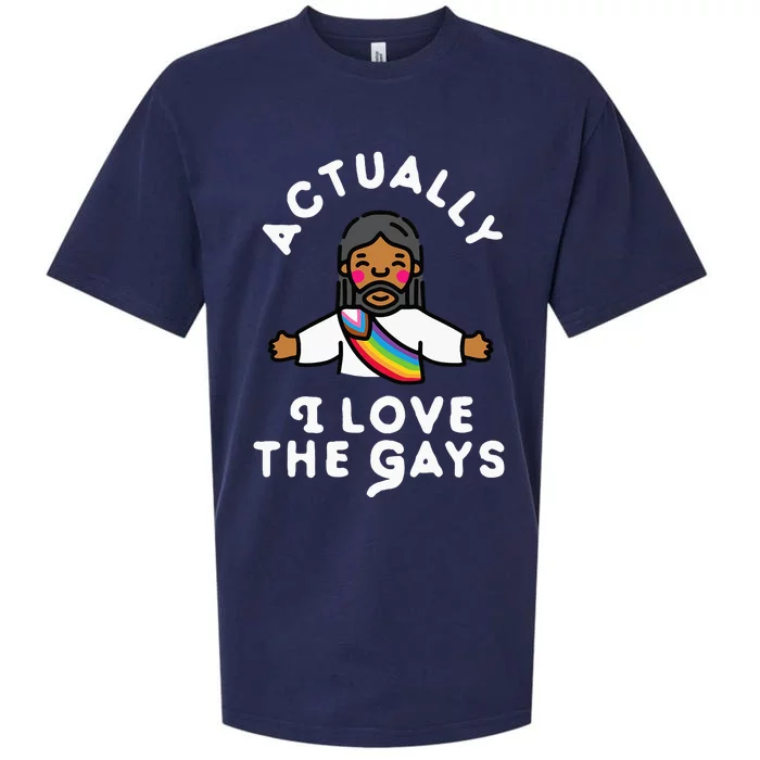 Actually I Love The Gays Jesus Sueded Cloud Jersey T-Shirt