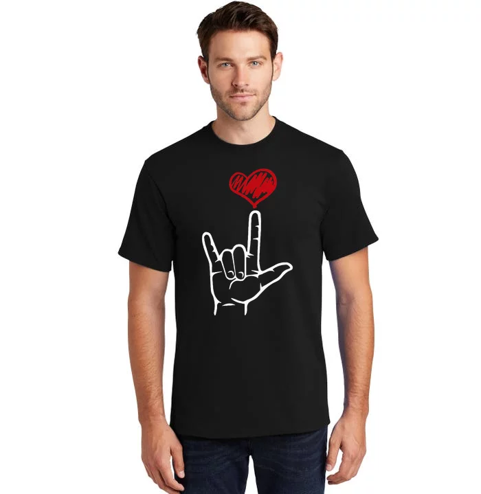 ASL I Love You Hand Heart American Sign Language Tall T-Shirt