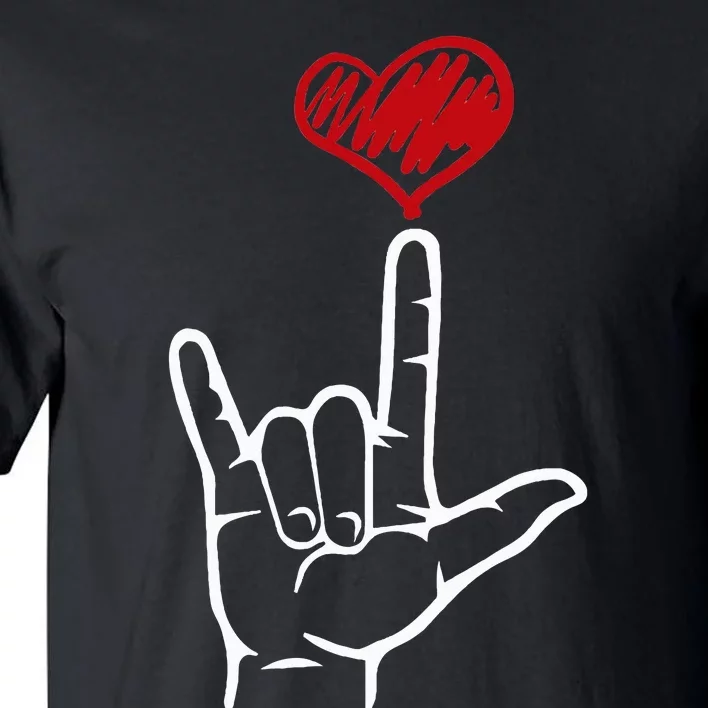 ASL I Love You Hand Heart American Sign Language Tall T-Shirt