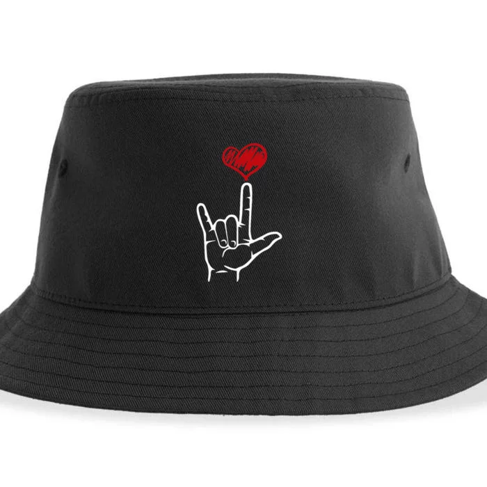 ASL I Love You Hand Heart American Sign Language Sustainable Bucket Hat