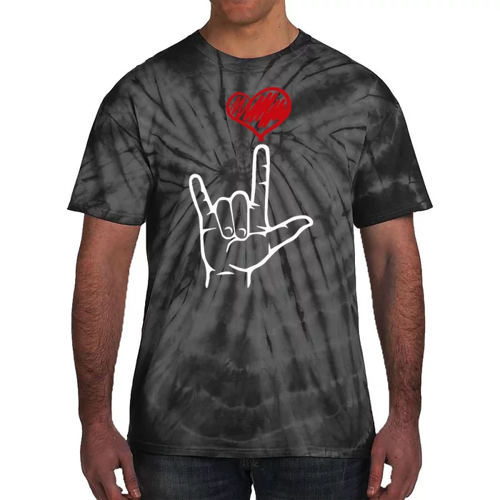 ASL I Love You Hand Heart American Sign Language Tie-Dye T-Shirt