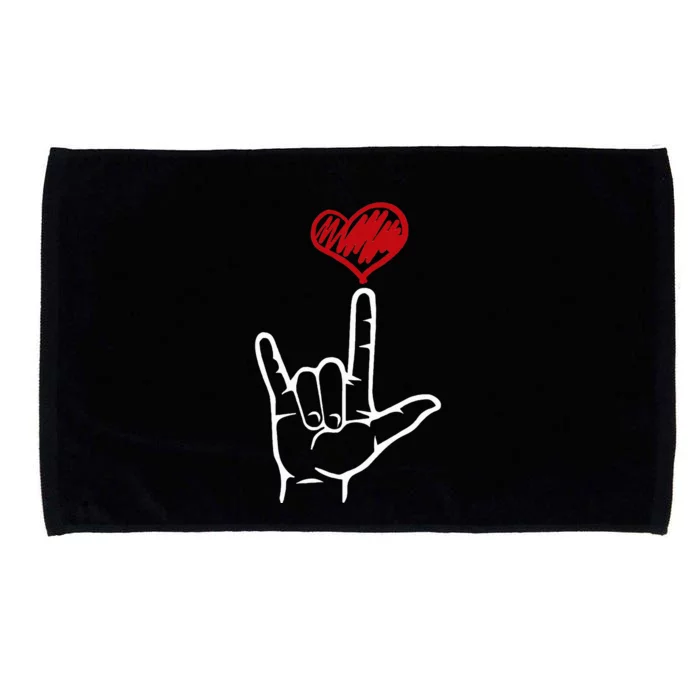 ASL I Love You Hand Heart American Sign Language Microfiber Hand Towel