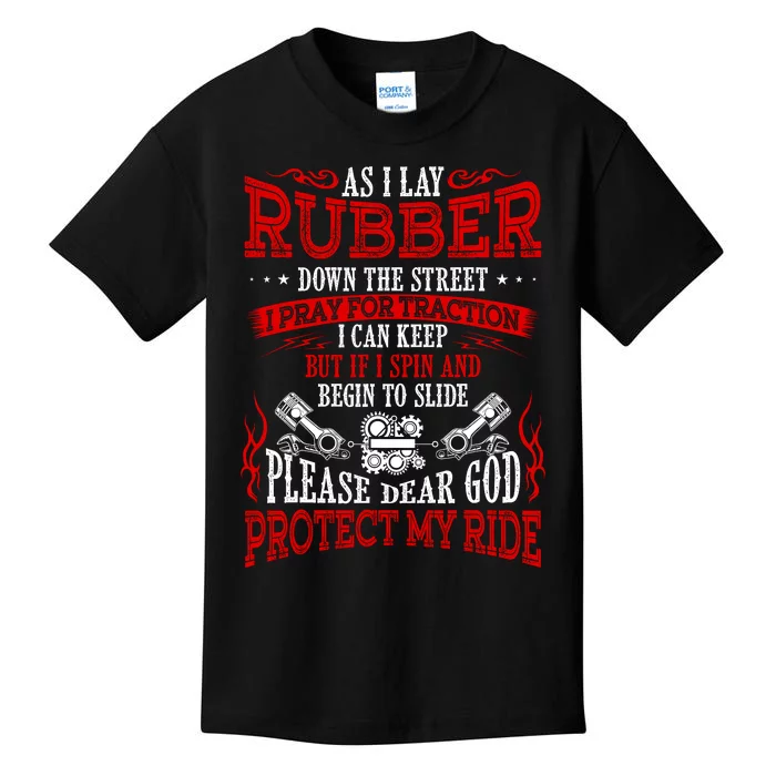 As I Lay Rubber Down The Street Bikers Love Racing Kids T-Shirt