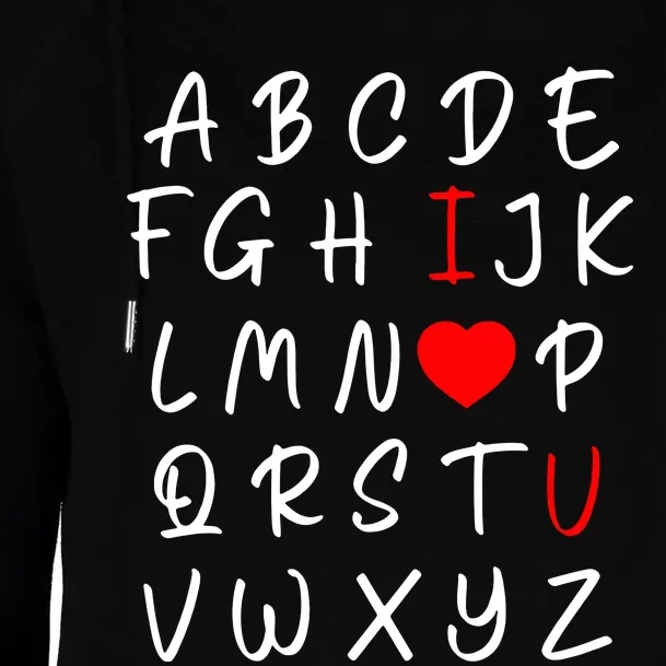 Alphabet I Love You Womens Funnel Neck Pullover Hood