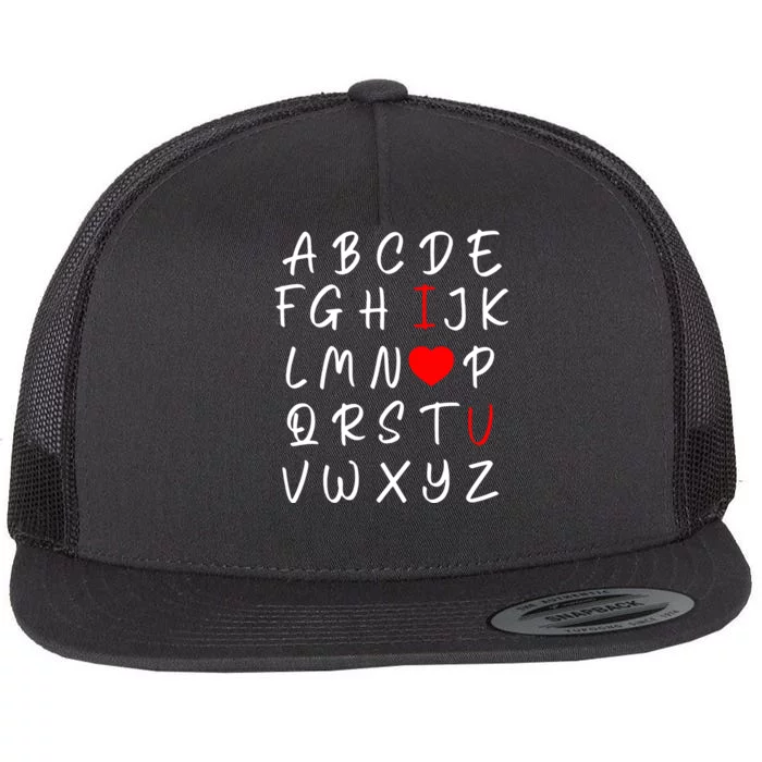 Alphabet I Love You Flat Bill Trucker Hat