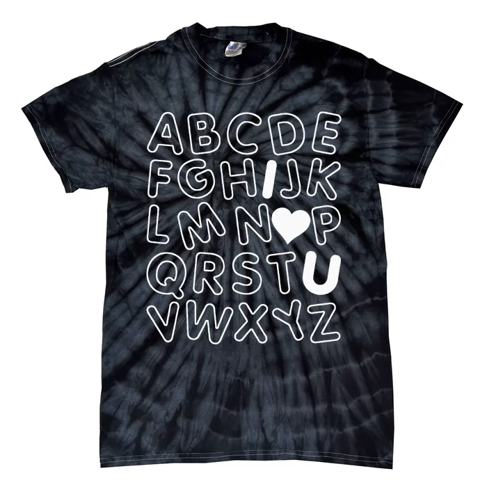 ABC I Love You Alphabet Teachers Day Valentines Day Heart Tie-Dye T-Shirt