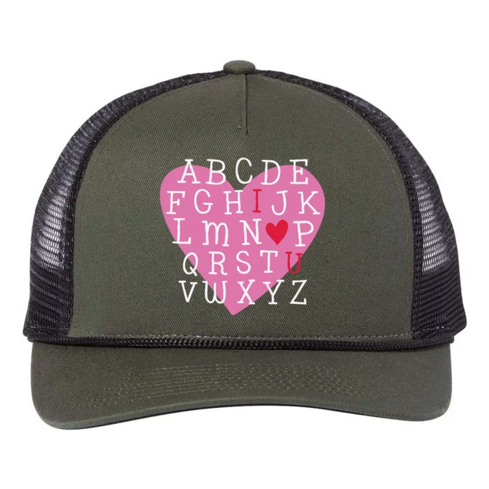 ABC I Love You Valentines Day Heart Gift Retro Rope Trucker Hat Cap