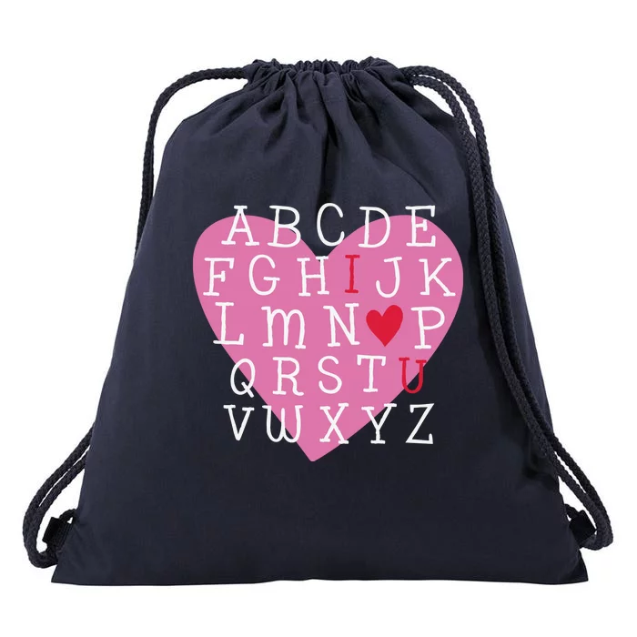 ABC I Love You Valentines Day Heart Gift Drawstring Bag