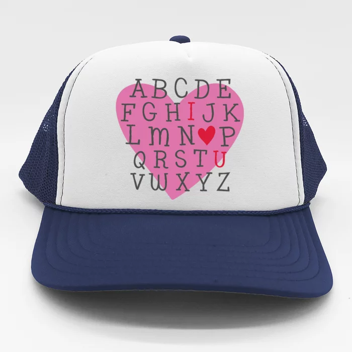 ABC I Love You Valentines Day Heart Gift Trucker Hat