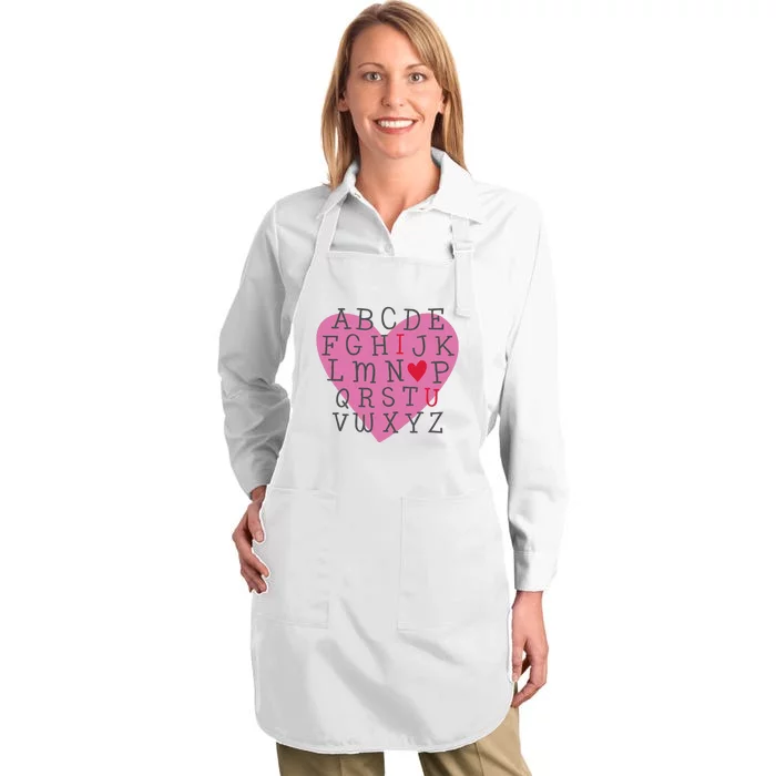 ABC I Love You Valentines Day Heart Gift Full-Length Apron With Pocket