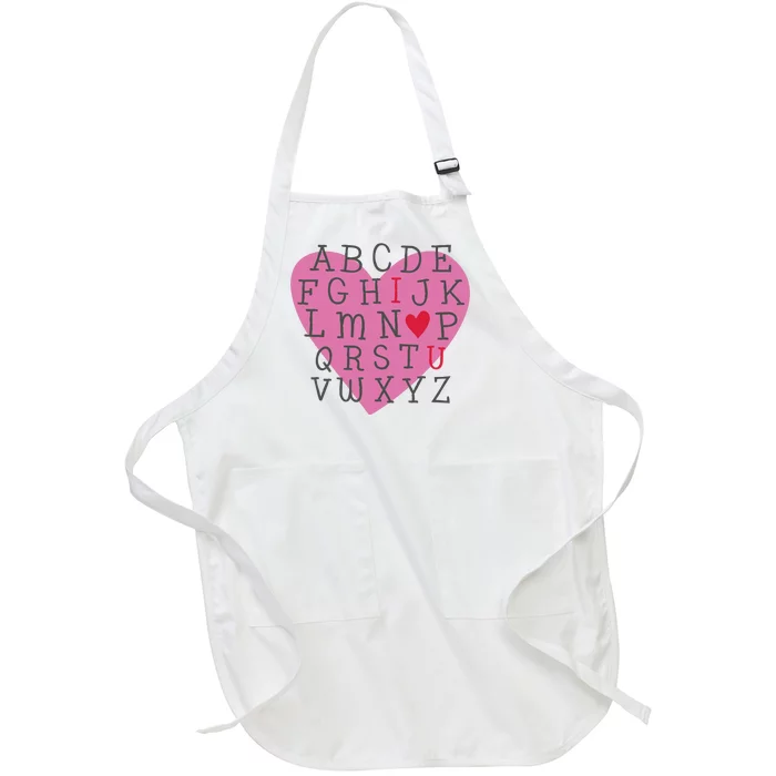 ABC I Love You Valentines Day Heart Gift Full-Length Apron With Pocket