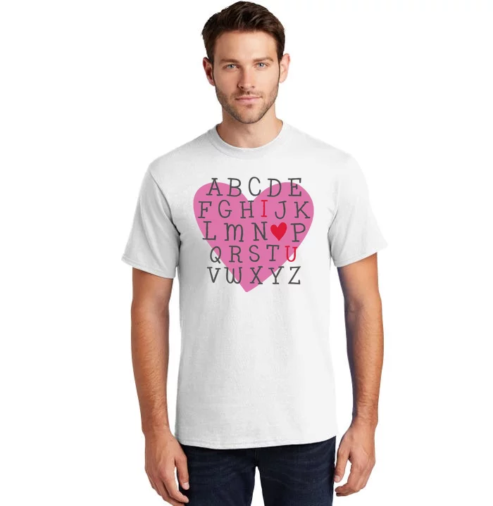 ABC I Love You Valentines Day Heart Gift Tall T-Shirt