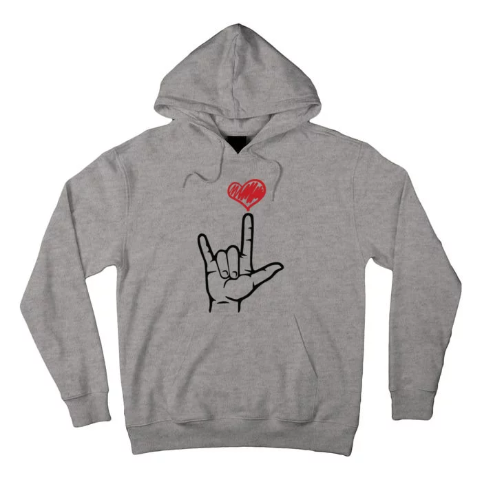 ASL I Love You Hand Heart Sign Language Tall Hoodie